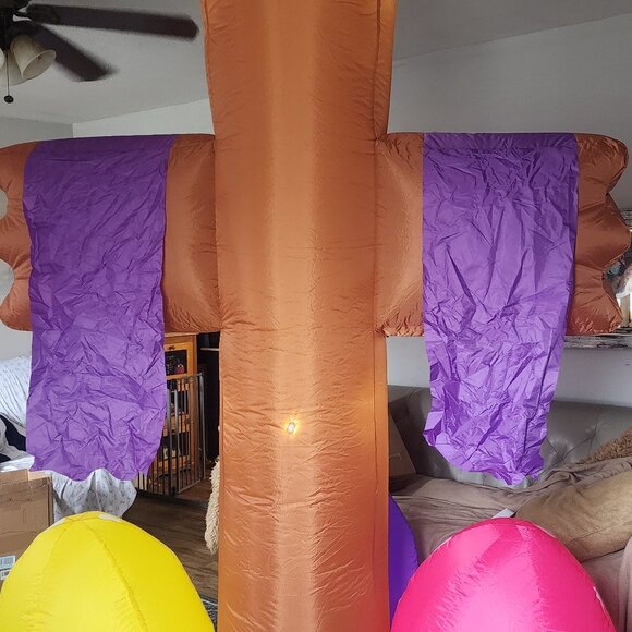 Holiday Inflatable 8ft Cross, He is Risen, Easter Eggs, Religious - Picture 3 of 7
